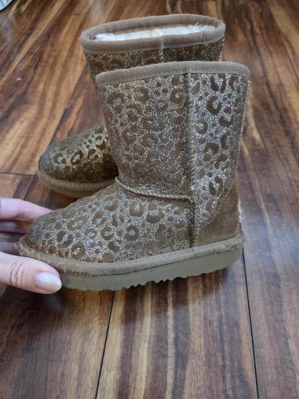 UGG Kids Brown Gold Leopard Print Classic Boot